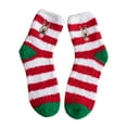 thumbnail image 1 of Fesfesfes Women's Socks Girls Christmas Cute Coloer Stripe Santa Claus Print Thicken Coral Fleece Keep Warm Socks Sox, 1 of 3