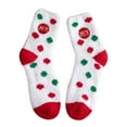 thumbnail image 1 of Fesfesfes Women's Socks Girls Christmas Cute Coloer Stripe Santa Claus Print Thicken Coral Fleece Keep Warm Socks Sox, 1 of 3