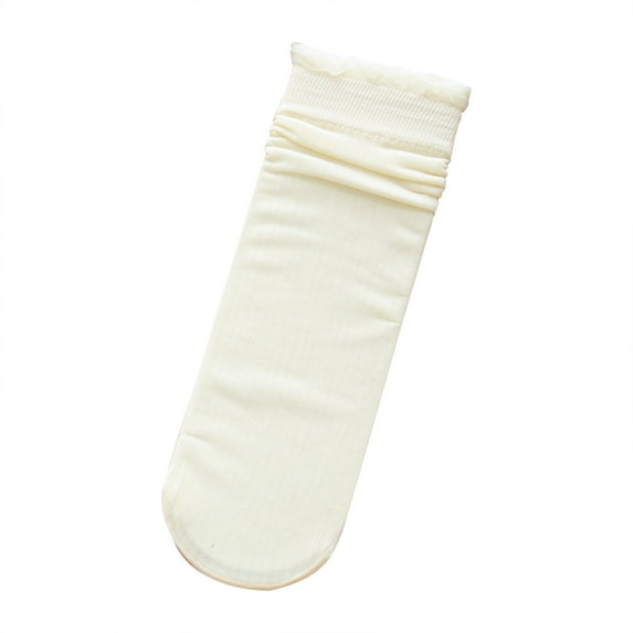 Fesfesfes Women's Socks Summer Breathable Silk Socks Transparent Ruffle Print Socks