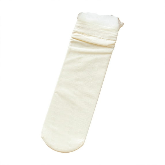 Fesfesfes Women's Socks Summer Breathable Silk Socks Transparent Ruffle Print Socks