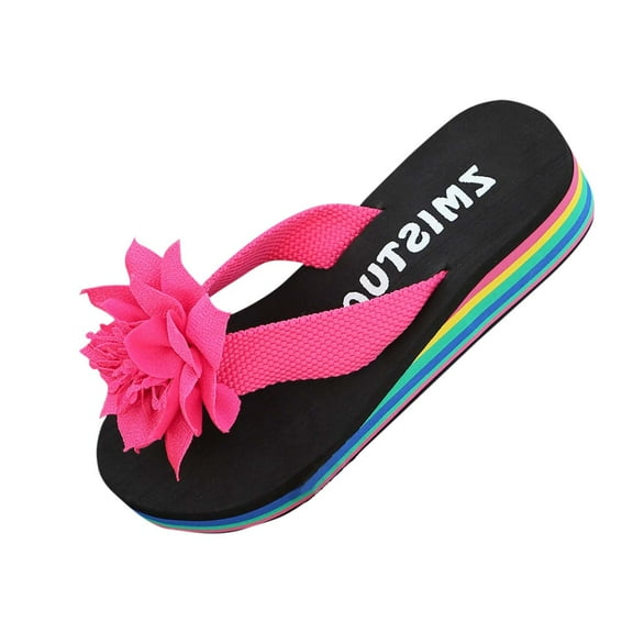 Fesfesfes Women's Solid Color Beach Sandals Comfortable Casual Spring Summer Fashionable Versatile Slip-On Outdoor Wear Lightweight Shoes with Cushioned Footbed(Pink#3,US 7)