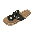 thumbnail image 1 of Fesfesfes Women's Solid Color Clip-Toe Wedge Slippers Thick-Soled Comfortable Casual Spring Summer Beach Versatile Fashionable Slip-On Sandals(Black,US 8), 1 of 8