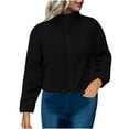 thumbnail image 1 of Fesfesfes Women's Solid Color Fleece Jacket Loose Long Sleeved Stand up Collar Warmkeeeping Cardigan with Inner and Outer Pockets Tops(Black,M), 1 of 5