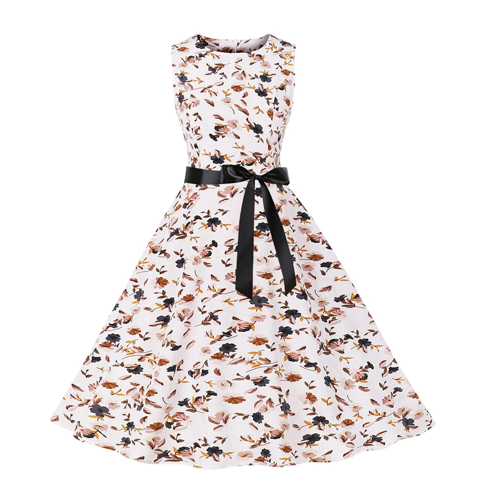 Fesfesfes Women's Spring Dresses Casual Beach Floral Print Party Dress  Sleeveless Tank Swing Dress - Walmart.com