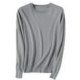thumbnail image 1 of Fesfesfes Women's Spring Sweater Leisure Warm Keeping Round Neck Long Sleeve with Ribbed Cuffs Knit Blouses Versatile Solid Color Tops(Dark Gray#2,L), 1 of 5