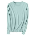 thumbnail image 1 of Fesfesfes Women's Spring Sweater Leisure Warm Keeping Round Neck Long Sleeve with Ribbed Cuffs Knit Blouses Versatile Solid Color Tops(Green#1,3XL), 1 of 5