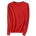 thumbnail image 1 of Fesfesfes Women's Spring Sweater Leisure Warm Keeping Round Neck Long Sleeve with Ribbed Cuffs Knit Blouses Versatile Solid Color Tops(Wine#2,3XL), 1 of 5