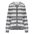 thumbnail image 1 of Fesfesfes Women's Stripe Printing Hooded Tops Loose Long Sleeve Tops Casual Sweatshirt(Gray,L), 1 of 5