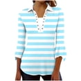 thumbnail image 1 of Fesfesfes Women's Comfortable Blouse Practical Elegant Three-quarters sleeve Button Decoration Lape Tops Fashionable for Casual Daily Wear(Light Blue,M), 1 of 6
