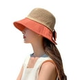 thumbnail image 1 of Fesfesfes Women's Summer Hat Sunshade Breathable Hollow Out Weave Sun Hat with Bow Tie Outdoor Tourism Fisherman Hat, 1 of 7