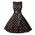 thumbnail image 1 of Fesfesfes Women's Summer Sleeveless O Neck Halloween Pumpkin Vintage Print Swing Dress, 1 of 6
