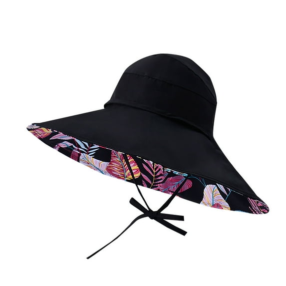 Fesfesfes Women's Summer Sun Outdoor UV Protection Floral Print Foldable Wide Brim Fishing Bucket Beach Hat
