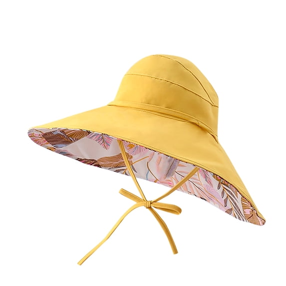 Fesfesfes Women's Summer Sun Outdoor UV Protection Floral Print Foldable Wide Brim Fishing Bucket Beach Hat