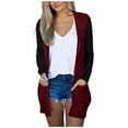 thumbnail image 1 of Fesfesfes Women's Sweater Cardigan Casual Patchwork Blouse Cardigan Casual Long Sleeve Outwear With Pocket Loose Tops Coat Under $10, 1 of 4