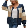 thumbnail image 1 of Fesfesfes Women's Sweater Jacket Stripe Fashion Recreational Long Sleeve Cardigan Tops Plus Size $10, 1 of 7