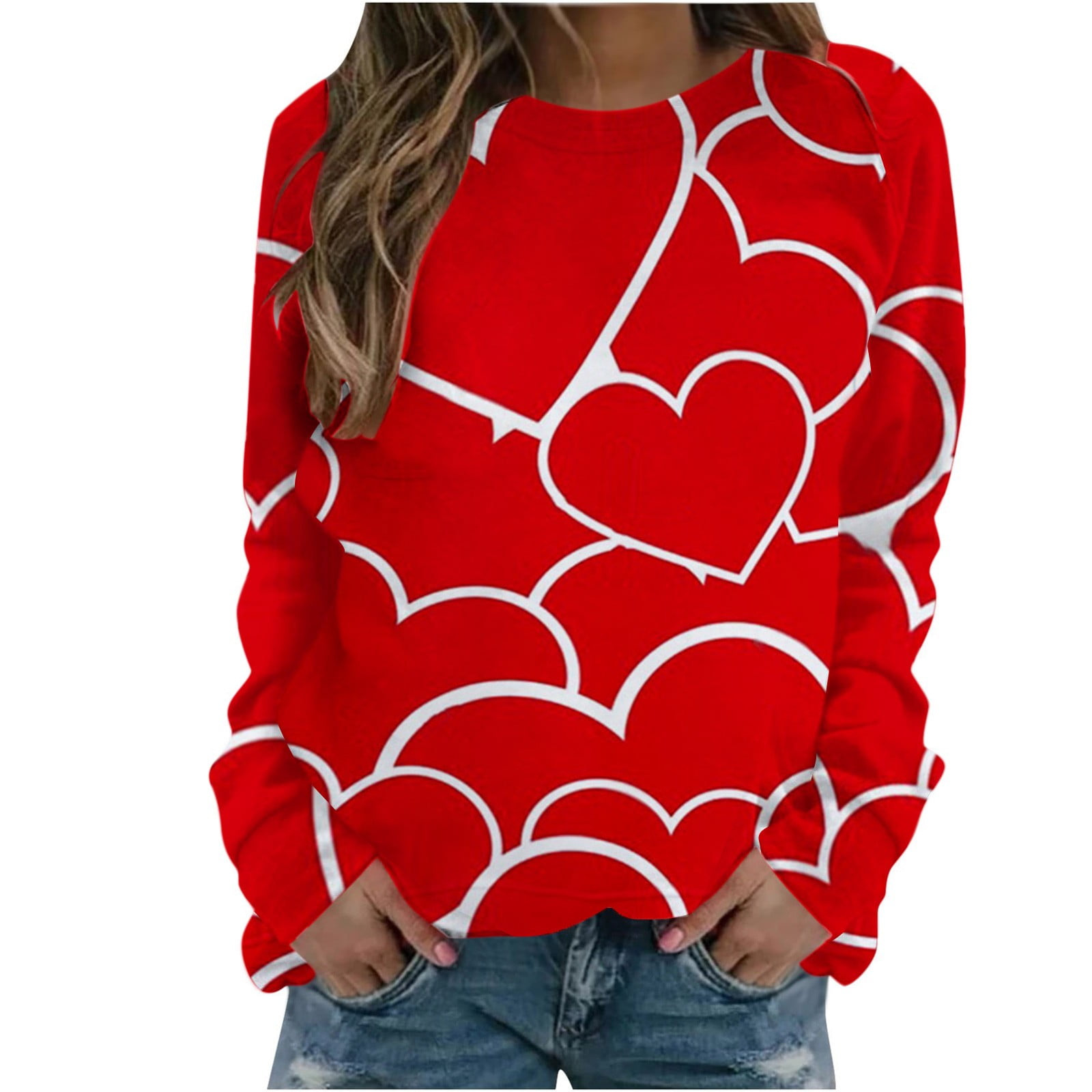 Fesfesfes Fashion Tops Sweatshirt for Women Casual Printing Round