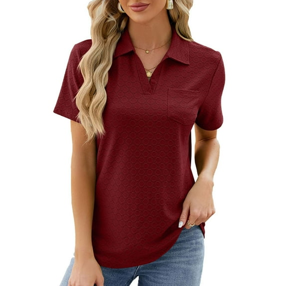 Fesfesfes Women's T Shirts Fashion Women Short Sleeve V-Neck Solid Casual Elastic Comfy Blouse Short Shirts for Women L(US:8)