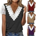 thumbnail image 1 of Fesfesfes Women's T-Shirts Women Fashion Summer Fold Printed Regular Women Short Sleeves V Neck Button Top Cute Short Sleeve Tops for Women XL(US:10), 1 of 6