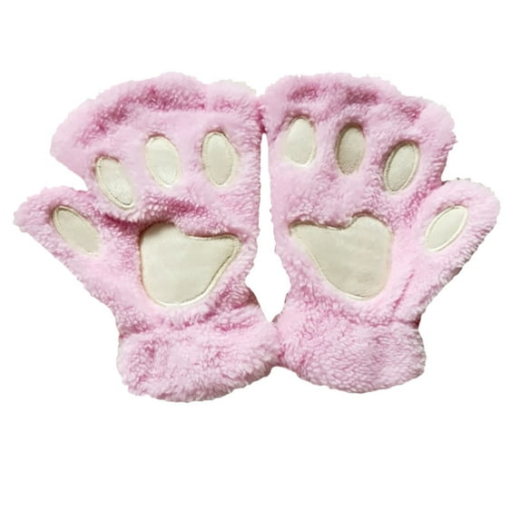 Fesfesfes Women's Thermal Fingerless Gloves Cute Cat Claw Bear Paw Plush Fingerless Finger Gloves Lined Windstopper Gloves Soft Warm Outdoor Sports Cycling Gloves Clothes Sale