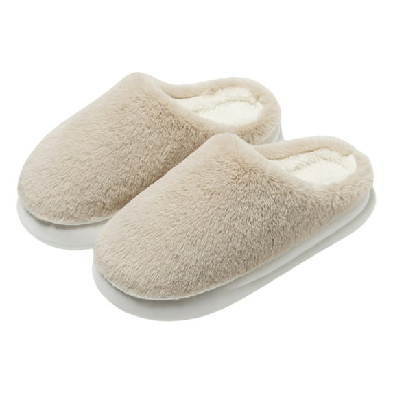 Fesfesfes Women's Thermal Slippers Soft And Comfortable Furry Warm Fleece Lined Slippers With Non-slip Soles Women's Home Bedroom Slippers Ladies Shoes 7.5-8.5(40-41)