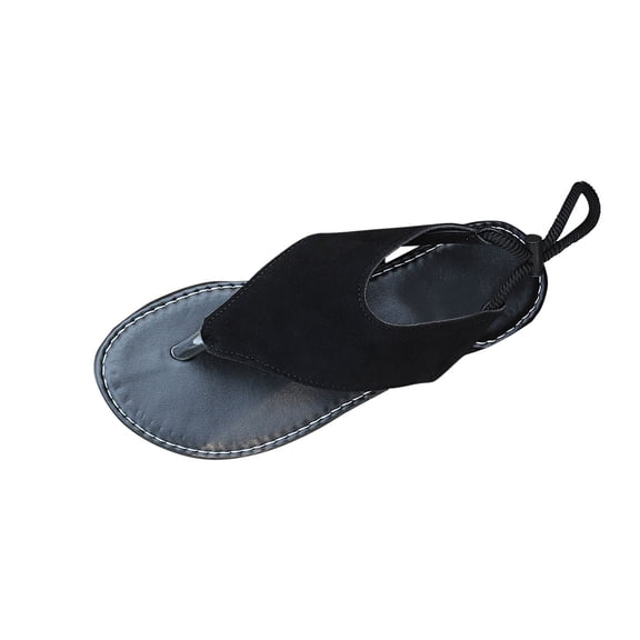 Fesfesfes Women's Thick Bottom Strap Sandals Summer Open Toe Beach Shoes Solid Color Lightweight Non-Slip Sole for Casual Walking Comfortable(Black#1,US 5.5)