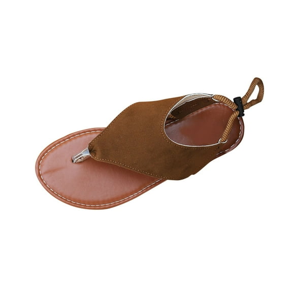 Fesfesfes Women's Thick Bottom Strap Sandals Summer Open Toe Beach Shoes Solid Color Lightweight Non-Slip Sole for Casual Walking Comfortable(Brown#1,US 7)