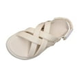 thumbnail image 1 of Fesfesfes Women's Thick Bottom Strap Sandals Summer Open Toe Beach Shoes Solid Color Lightweight Non-Slip Sole for Casual Walking Comfortable(White,US 5.5), 1 of 9