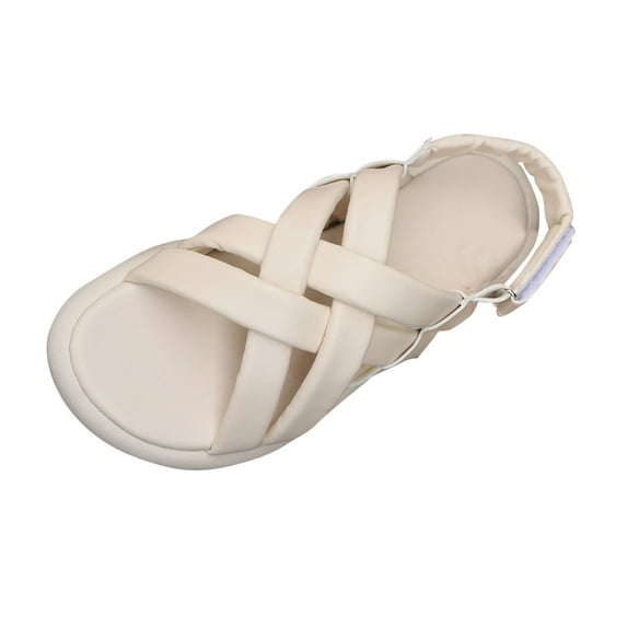 Fesfesfes Women's Thick Bottom Strap Sandals Summer Open Toe Beach Shoes Solid Color Lightweight Non-Slip Sole for Casual Walking Comfortable(White,US 5.5)