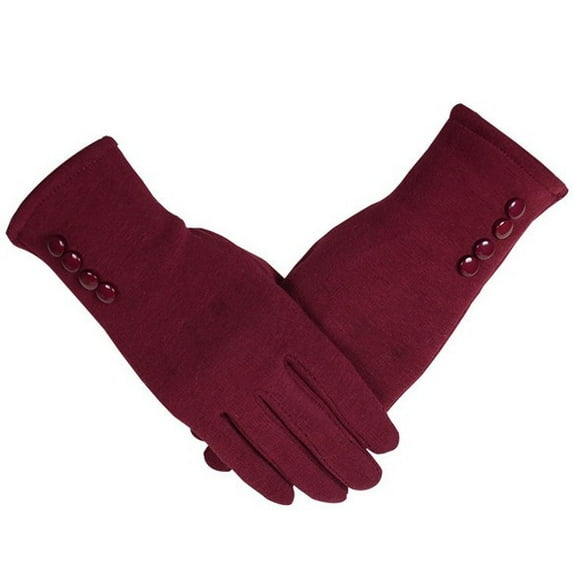 Fesfesfes Women's Thick Warm Gary Deerskin Velvet Winter Touches Screen Gloves Clearance