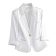 thumbnail image 1 of Fesfesfes Women's Trendy Blazer Elegant Solid Color Notched Lapel Collar Open-Front Classic Suit with Buttons for Bussines Work Wearing(White#3,S), 1 of 4