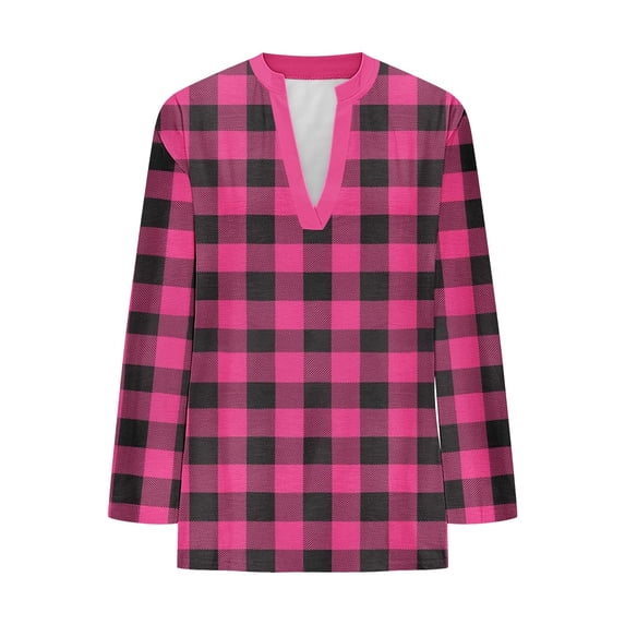 Fesfesfes Women's V-Neck Three Quarter Sleeve T-Shirts Raglan Styles Loose Styles Button Details Tops Casual Wear Fall Daily Routines(Hot Pink#1,S)