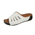thumbnail image 1 of Fesfesfes Women's Wedge Heel Sandals Summer Thick Bottom Casual Shoes Round Toe Comfortable for Beach Outdoor Walking(White,US 9), 1 of 9