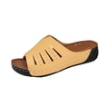 thumbnail image 1 of Fesfesfes Women's Wedge Heel Sandals Summer Thick Bottom Casual Shoes Round Toe Comfortable for Beach Outdoor Walking(Yellow,US 6.5), 1 of 7