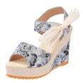 thumbnail image 1 of Fesfesfes Women's Wedge Sandals Fashion Women Solid Summer Ladies Bandage Sandals Slope Heel Casual Beach Shoes 8(40), 1 of 6