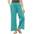 thumbnail image 1 of Fesfesfes Women's Wide-Leg Cropped Pants Solid Color Elastic Loose Rolled Cuff Hem Trousers with Pockets Lightweight Comfy Sweatpants, 1 of 6