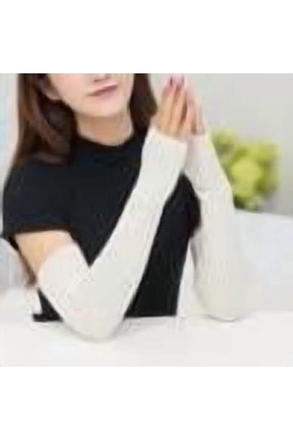 Women's Winter Fashion Knitted Warm Gloves Half Finger Open Finger Arm Covers Ideal for Cold Weather Allowing Finger Dexterity(White,Free Size)