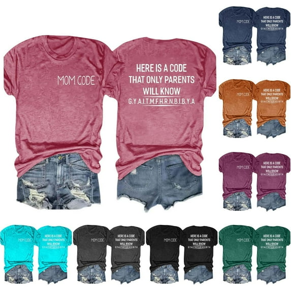 Fesfesfes Womens Basic Tops Fashion Women Summer Comfortable Round Neck Printing Short Sleeve Tops Blouse T-Shirt Womens Short Sleeve Blouse 10(XL)