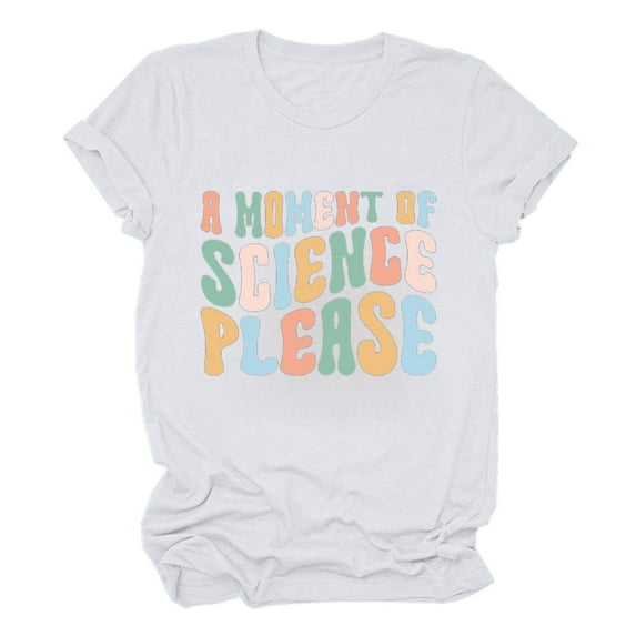 Fesfesfes Womens Basic Tops Women Funny Printed Pattern Casual Fashion Soild Color Short Sleeve Tops Blouse Blouses L(US:8)