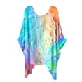 thumbnail image 1 of Fesfesfes Womens Basic Tops Women's Summer Fashion Cropped Sleeves Round Neck Irregular Hem Printed Tops Womens Running Top Short Sleeve 6(M), 1 of 1
