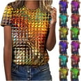 thumbnail image 1 of Fesfesfes Womens Basics Top Women Funny Printed Geometric Dazzling Casual Fashion Short Sleeve Tops Blouse Gym Clothes for Women 2XL(US:12), 1 of 8