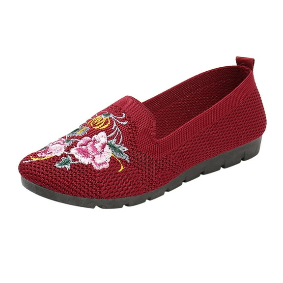 Fesfesfes Womens Black Dress Shoes Round Toe Casual Mesh Slip-On Wedges Round Toe Breathable Lightweight Shoes Peas Shoes 39(8)