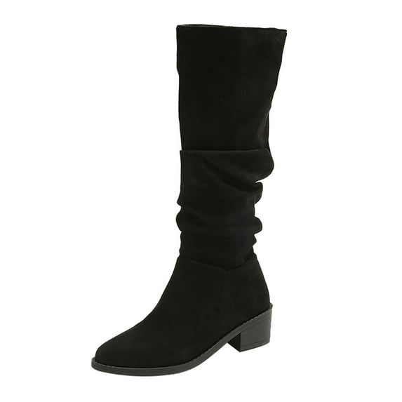 Fesfesfes Womens Boot Oversized Back Zipper Boots Non-slip Boots With Thick Heels US:5(35)