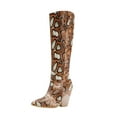 thumbnail image 1 of Fesfesfes Womens Boot Winter Snakeskin Pointed High Heel High Platform US:6(37), 1 of 9