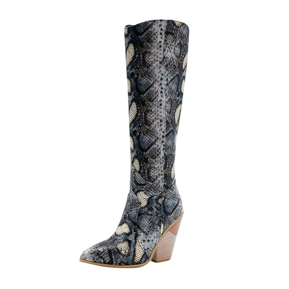 Fesfesfes Womens Boot Winter Snakeskin Pointed High Heel High Platform US:7.5(40)