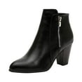 thumbnail image 1 of Fesfesfes Womens Boots Ankle Boots Retro Thick Heel High Heel Shoes Boots Plus Size Zipper Boots 4.5(35), 1 of 5