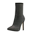 thumbnail image 1 of Fesfesfes Womens Boots Ankle Nightclub Sexy Rhinestone High Heel Side Zipper Nude Boots 6(37), 1 of 8