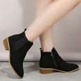 thumbnail image 1 of Fesfesfes Womens Boots Ankle Winter Flock Boots Chunky Heel Low Heel Round-Toe Boots Side Zipper Shoes 5.5(37), 1 of 5