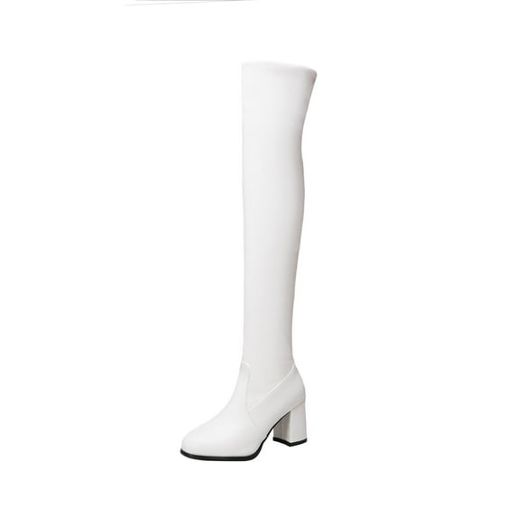 Fesfesfes Womens Boots Are Thin Round Toe Thick High Heel Over The Knee High US:7.5(40)