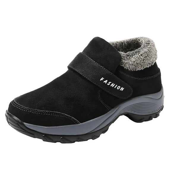 Fesfesfes Womens Boots Cotton Shoes Women's Winter Outdoor Snow Shoes Women's Plus Velvet Warm Thick Bottom Large Size Thickened Women's Cotton Boots Soft Bottom 35(US:4.5)