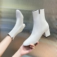 thumbnail image 1 of Fesfesfes Womens Boots Side Zipper Skinny Boots Single Boots Chunky Heel Stylish Ankle Boots Women 6(37), 1 of 7